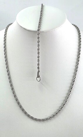 RVS Set Zilverkleurige twisted ketting met armband