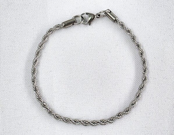 Edelstahl Silberfarbenes gedrehtes Armband, 18- 20 cm