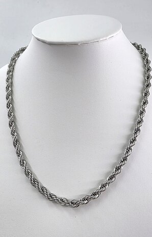 Halsketting rvs gevlochten/Gedraaide motie L 45 cm * Br 5mm 
