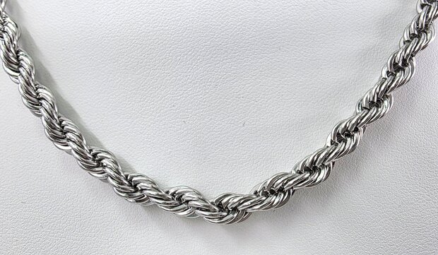 Halsketting rvs gevlochten/Gedraaide motie L 45 cm * Br 5mm 
