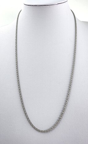 Edelstahl silberfarben Kordelkette gedreht L 60 cm x D 2 mm