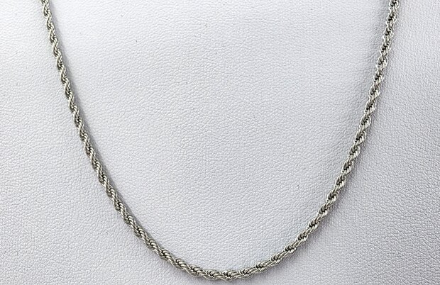 Edelstahl silberfarben Kordelkette gedreht L 60 cm x D 2 mm