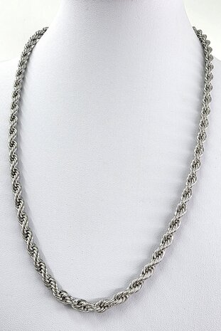 Edelstahl. Silberfarbene gedrehte Kette, 60 cm