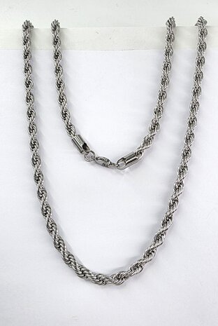 Edelstahl. Silberfarbene gedrehte Kette, 60 cm