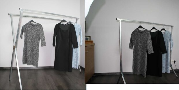 Klappst&auml;nder, Kleiderst&auml;nder L 150cm doppelte St&uuml;tzstange, Markt, Braderie