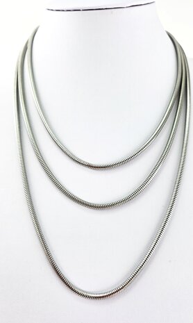 Halsketting RVS Ronde Slangenketting zilverkleur L 45cm