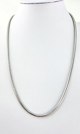 Halsketting RVS Ronde Slangenketting zilverkleur L 60cm