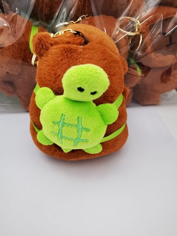 Capybara bruin + schildpadrugzakje, sleutelhanger, 12 cm, Karton 200 sts