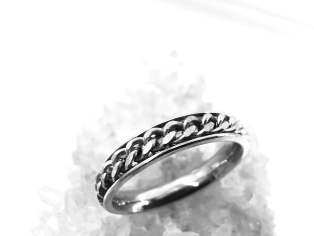 Ring, Zilverkleurig, smal, Anxiety/anti stress, Doos 36 stuks