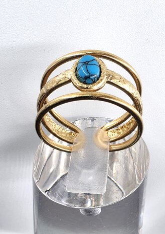 Ring RVS Turkoois Edelsteen goudkleurige