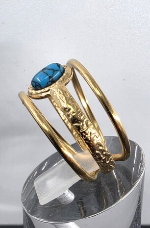 Ring RVS Turkoois Edelsteen goudkleurige