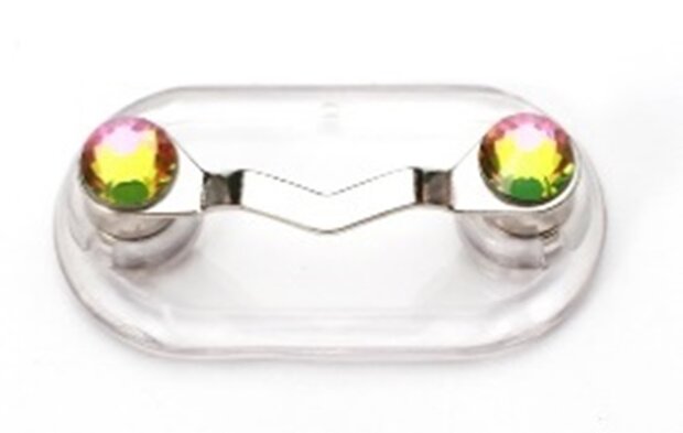Magnetische brillenhouder Kleur Zilver met Multi kristal