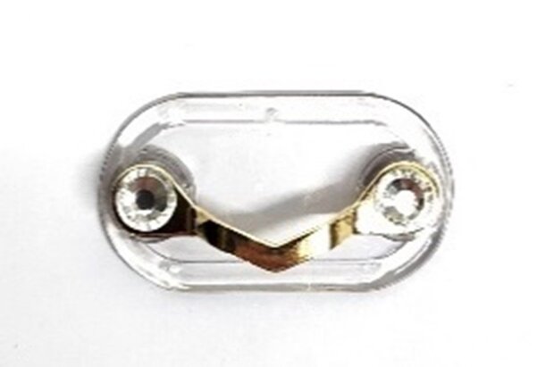 Magnetische brillenhouder Kleur Goud met transparant kristal