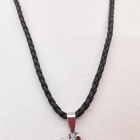2 x Schwarze geflochtene Lederhalskette, L&auml;nge 45 oder 50 cm, D3mm