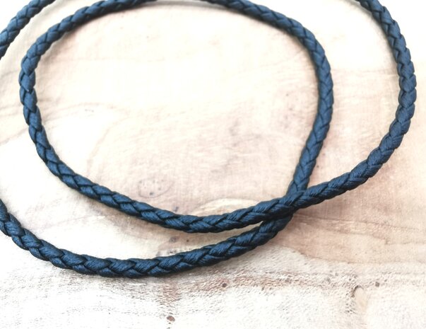 2 x Schwarze geflochtene Lederhalskette, L&auml;nge 45 oder 50 cm, D3mm