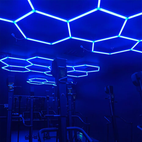 Hexagon ledverlichting voor oa garage, werkplaats, kapsalon, fitness ruimte, energiezuinig,  aluminium frame, kunststof kap