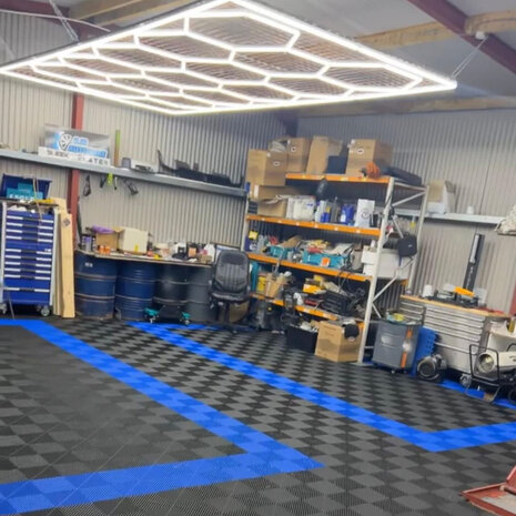 Hexagon ledverlichting voor oa garage, werkplaats, kapsalon, fitness ruimte, energiezuinig,  aluminium frame, kunststof kap