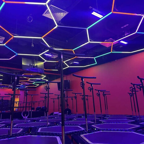 Hexagon ledverlichting voor oa garage, werkplaats, kapsalon, fitness ruimte, energiezuinig,  aluminium frame, kunststof kap