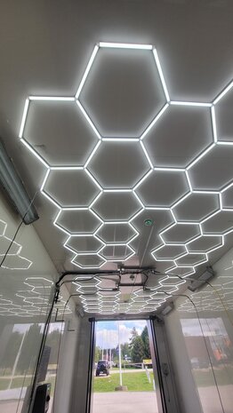 Hexagon ledverlichting voor oa garage, werkplaats, kapsalon, fitness ruimte, energiezuinig,  aluminium frame, kunststof kap