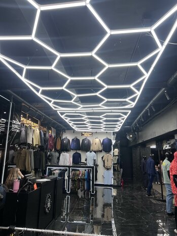 Hexagon ledverlichting voor oa garage, werkplaats, kapsalon, fitness ruimte, energiezuinig,  aluminium frame, kunststof kap
