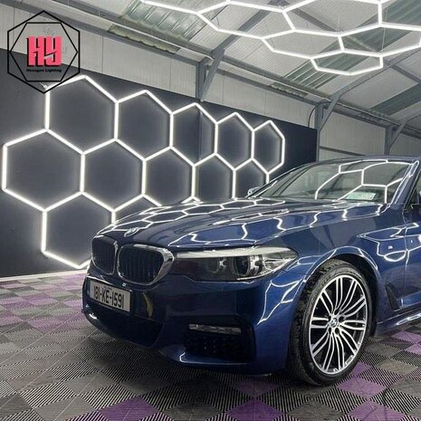 Hexagon ledverlichting voor oa garage, werkplaats, kapsalon, fitness ruimte, energiezuinig,  aluminium frame, kunststof kap