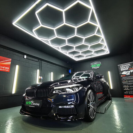 Hexagon ledverlichting voor oa garage, werkplaats, kapsalon, fitness ruimte, energiezuinig,  aluminium frame, kunststof kap