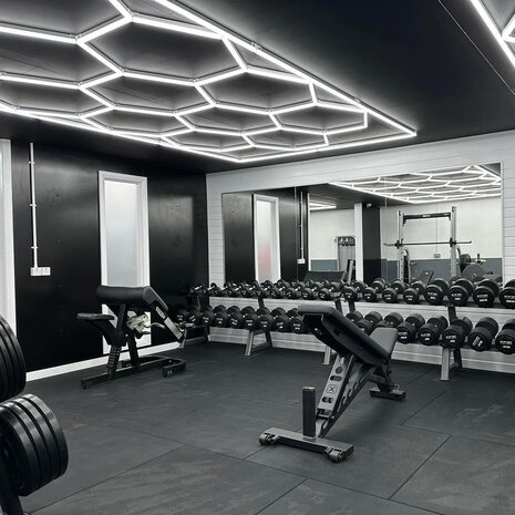 Hexagon ledverlichting voor oa garage, werkplaats, kapsalon, fitness ruimte, energiezuinig,  aluminium frame, kunststof kap