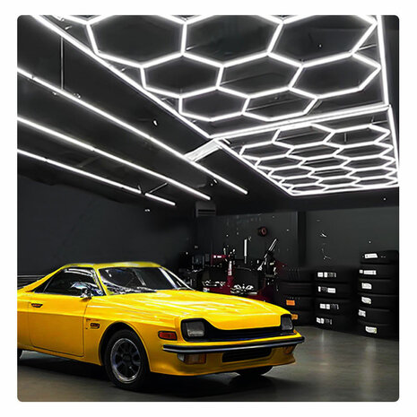 Hexagon ledverlichting voor oa garage, werkplaats, kapsalon, fitness ruimte, energiezuinig,  aluminium frame, kunststof kap