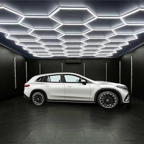Hexagon ledverlichting voor oa garage, werkplaats, kapsalon, fitness ruimte, energiezuinig,  aluminium frame, kunststof kap
