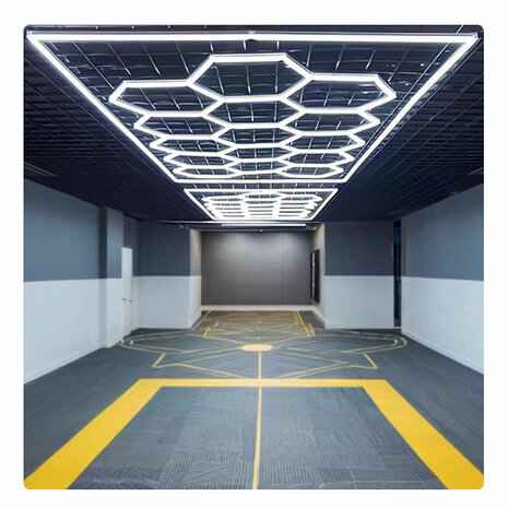 Hexagon ledverlichting voor oa garage, werkplaats, kapsalon, fitness ruimte, energiezuinig,  aluminium frame, kunststof kap