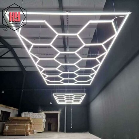 Hexagon ledverlichting voor oa garage, werkplaats, kapsalon, fitness ruimte, energiezuinig,  aluminium frame, kunststof kap