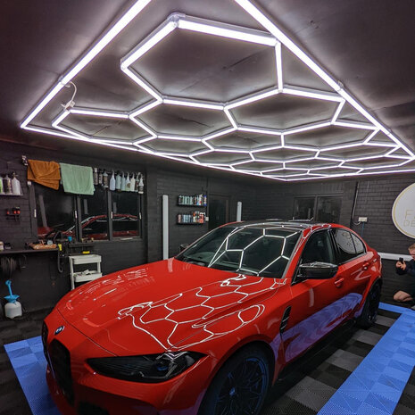 Hexagon ledverlichting voor oa garage, werkplaats, kapsalon, fitness ruimte, energiezuinig,  aluminium frame, kunststof kap