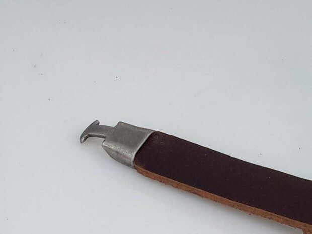 Lederarmband, L 20 cm, Metallplatte, braun
