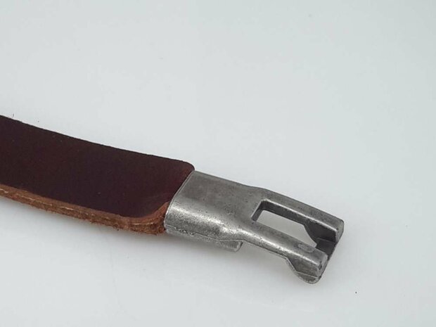 Lederarmband, L 20 cm, Metallplatte, braun