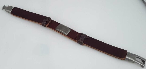 Lederarmband, L 20 cm, Metallplatte, braun