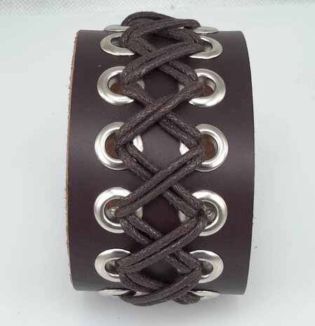 Breites Lederband, geschn&uuml;rt, braun oder schwarz