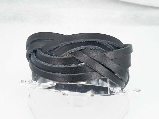 Lederband, 3 streifen geflochten, braun oder schwarz