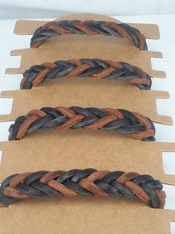 Lederarmband braun-schwarz, geflochten, Magnetverschluss