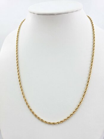 RVS Goudkleurige twisted ketting Lengte 45 cm