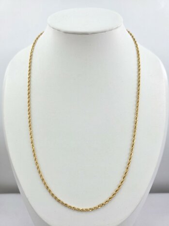 RVS Goudkleurige twisted ketting Lengte 50 cm