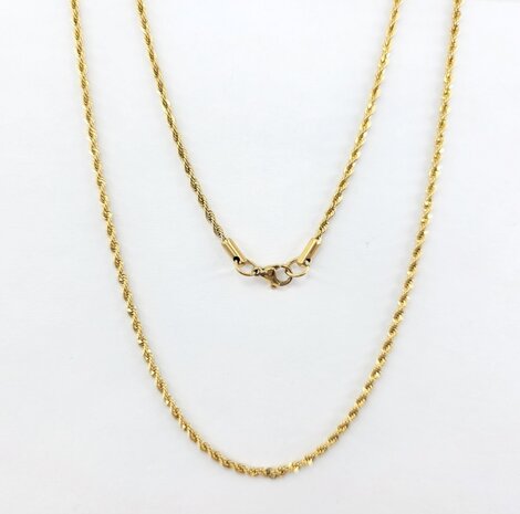 RVS Goudkleurige twisted ketting Lengte 50 cm