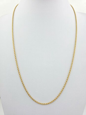 RVS Goudkleurige twisted ketting Lengte 60 cm