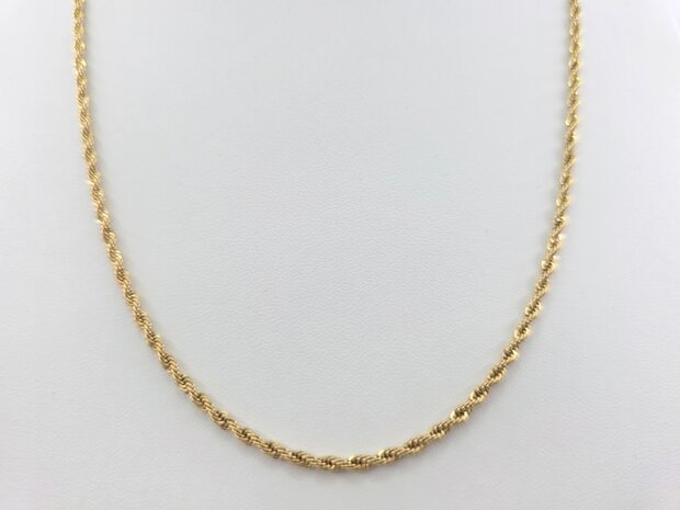 RVS Goudkleurige twisted ketting Lengte 60 cm