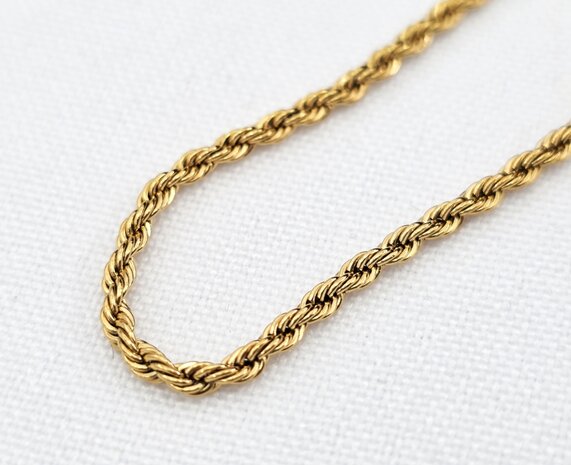 RVS Goudkleurige twisted ketting Lengte 60 cm