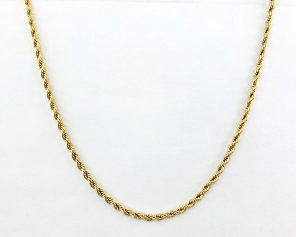 Edelstahl Goldfarbene Halskette aus gedrehter Kordel, L&auml;nge 50 cm