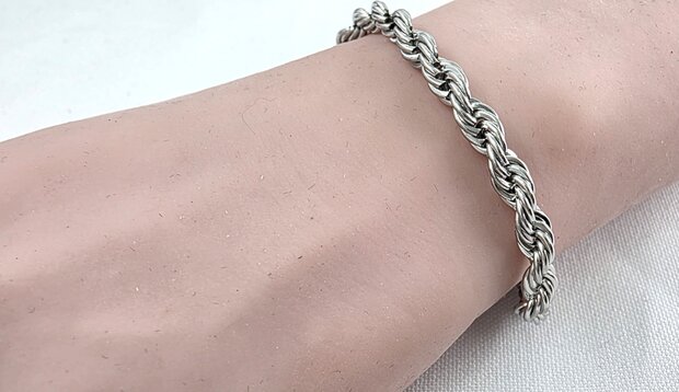Edelstahl Silberfarbenes gedrehtes Armband, 18,19, 21 cm