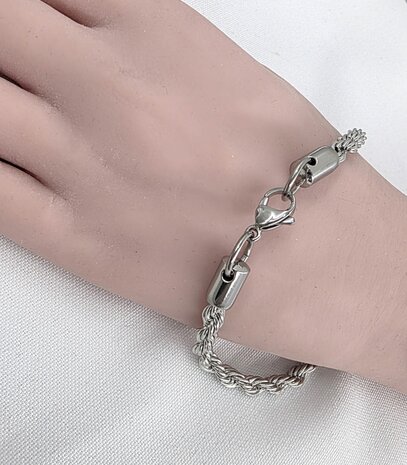 Edelstahl Silberfarbenes gedrehtes Armband, 18,19, 21 cm