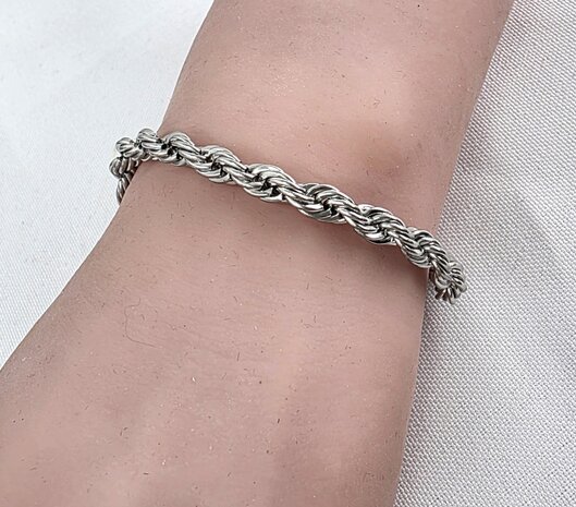 Edelstahl Silberfarbenes gedrehtes Armband, 18,19, 21 cm