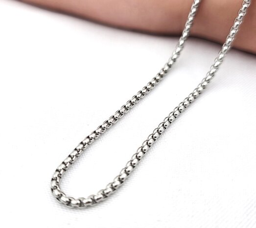ketting L 70cm open jasseron schakels, edelstaal