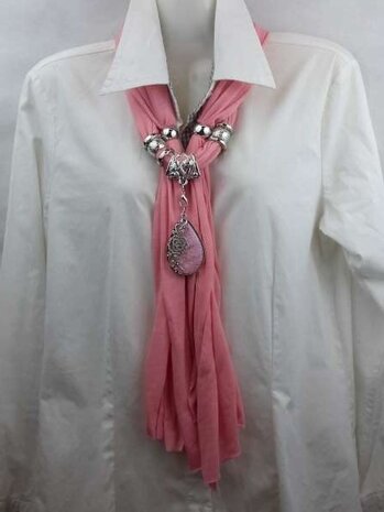Sjaal + Aderen des Leven roze druppel hanger, strass
